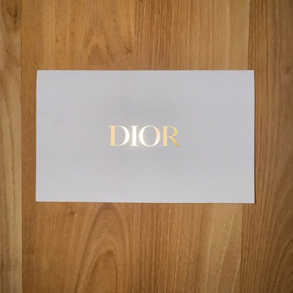 Dior White Card or receipt holder with Gold Foil Logo